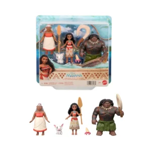 Disney Moana Character Set with 3 Small Dolls, 2 Animal Friends & 2 Accessories, Inspired by Movie