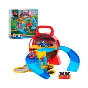 Mickey Mouse Disney Junior Mickey Mouse Stow n Go Garage, Figure and Vehicle Playset Baby and Toddler Toys, 11.25"