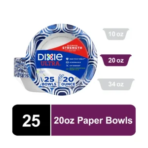Ultra Disposable Paper Bowls - 20 oz, 25 Count