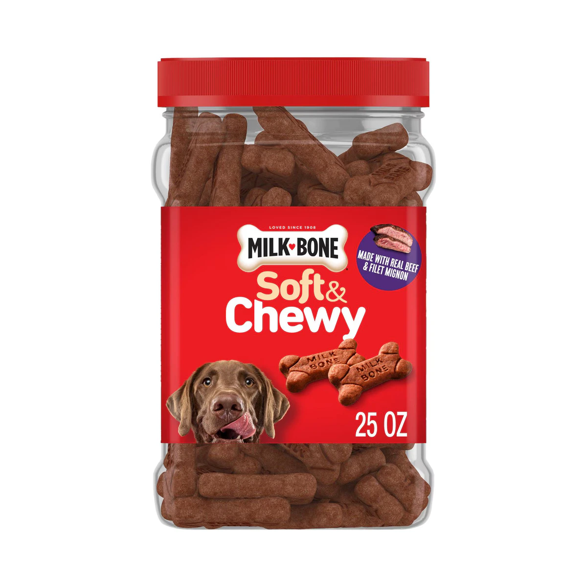 Soft & Chewy Real Beef & Filet Mignon Dog Treats, 25-oz Tub