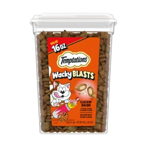 Wacky Blasts Cluckin' Bacon Crunchy Cat Treats, 16-oz Tub