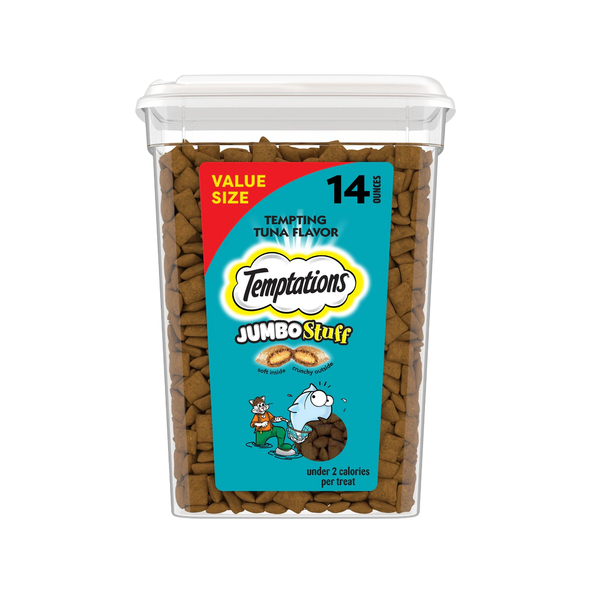 Jumbo Stuff Tempting Tuna Soft & Crunchy Cat Treats, 14-oz Tub