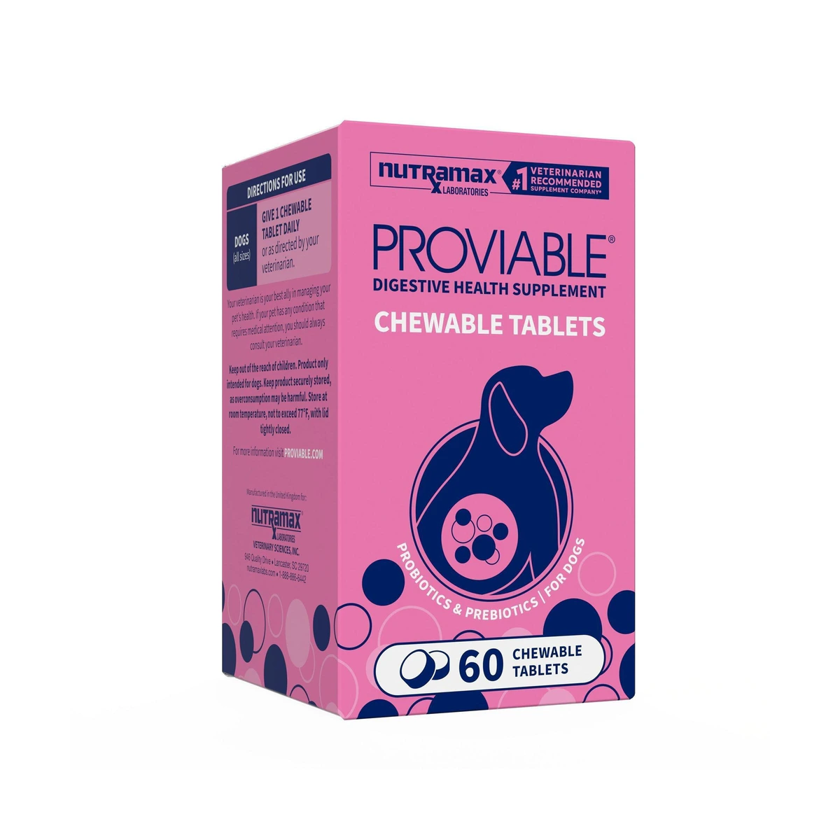 Proviable Probiotics Daily Digestive Health Chewable Tablets for Dogs, 60 Count
