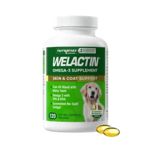 Welactin Omega-3 Fish Oil Softgels Skin & Coat Supplement for Dogs, 120 Count