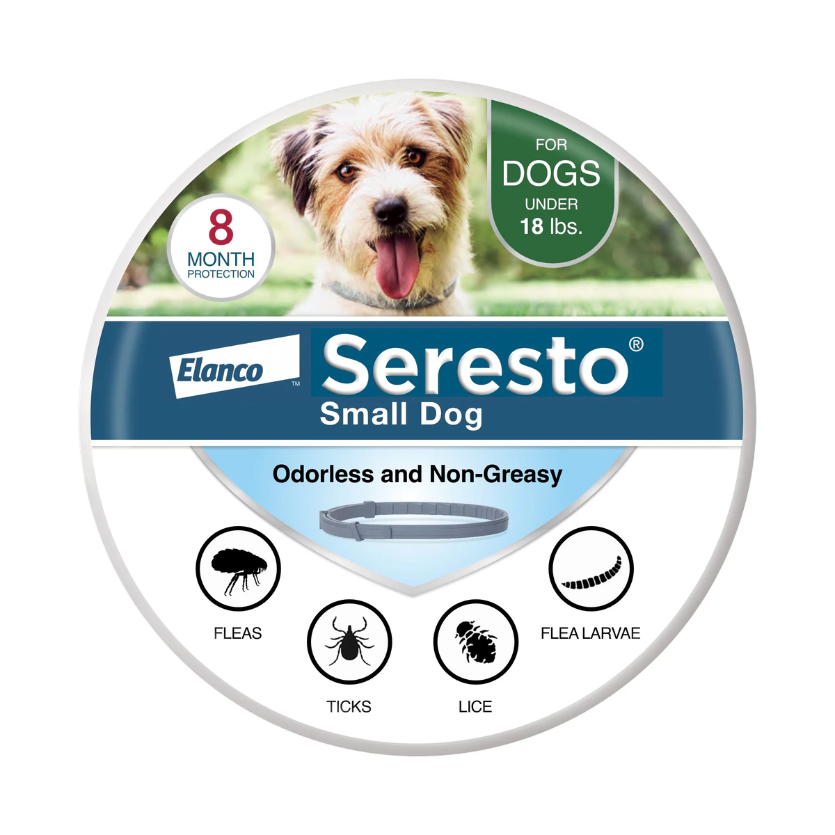 Flea & Tick Collar for Dogs up to 18 lbs, 1 Collar, 8-Month Supply