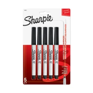 Permanent Markers, Ultra Fine Point, Black, 5 Count