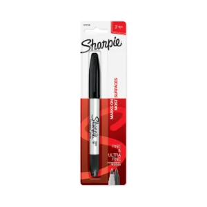 Twin Tip Permanent Marker, Fine and Ultra Fine Tips, Black, 1 Count