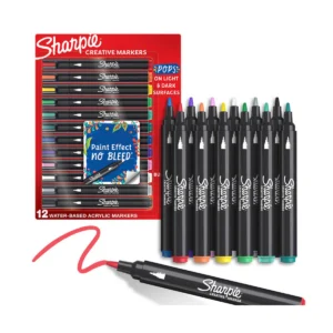 Creative Water-Based Acrylic Markers, Bullet Tip, Assorted Colors, 12 Count