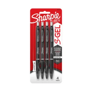 S-Gel Gel Pens, Bold Point 1.0mm, Black Ink, 4 Count