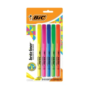 Brite Liner Highlighters, Chisel Point, Assorted Colors, 5 Count