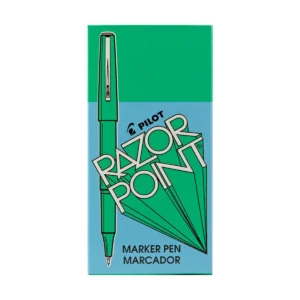 Razor Point Fine Line Porous Marker Pens, Extra Fine, Green Ink, 12 Count