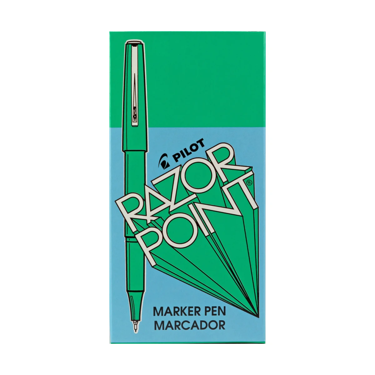 Razor Point Fine Line Porous Marker Pens, Extra Fine, Green Ink, 12 Count