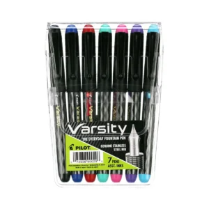 Varsity Premium Capped Fountain Pens, Medium Nib, Assorted Ink, 7 Count