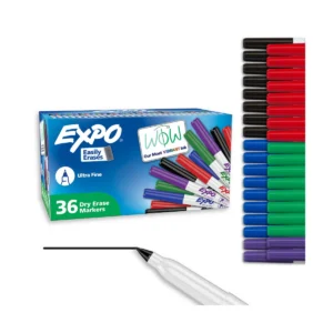 Dry Erase Markers, Ultra Fine Tip, Assorted Colors, 36 Count