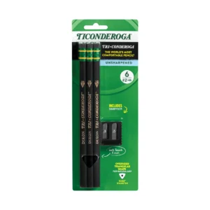 Tri-Conderoga Easy Grip Wood Pencils with Sharpener, #2 HB, 6 Count