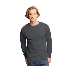 Authentic Long Sleeve Crewneck T-Shirt, Charcoal Heather