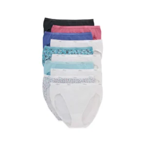 Breathable Cotton Hi-Cut Moisture-Wicking Panties, Assorted, 10 Pack