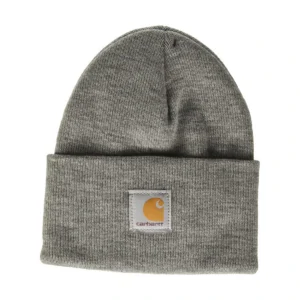 Acrylic Watch Knit Cuffed Beanie, Heather Grey