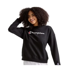 Powerblend Crewneck Sweatshirt with Script Logo, Black