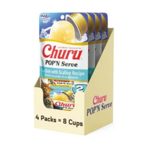 Churu Pop'n Serve Chicken with Scallop Lickable Cat Treats 8 Count
