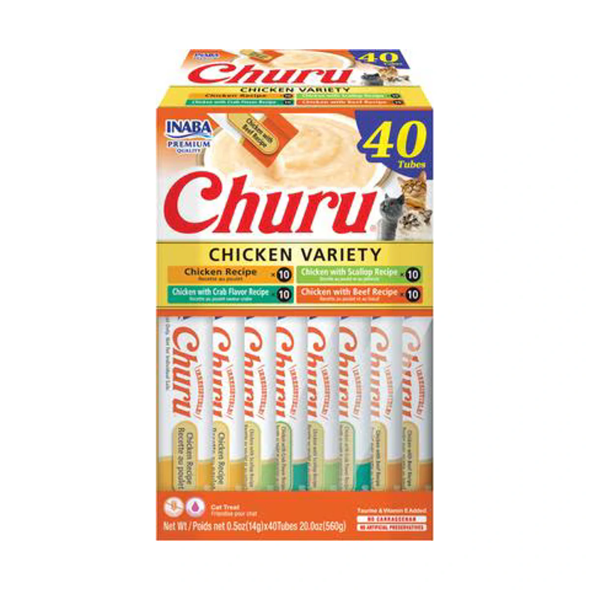 Churu Chicken Variety Scallop Crab and Beef Puree Cat Treats 40 Count