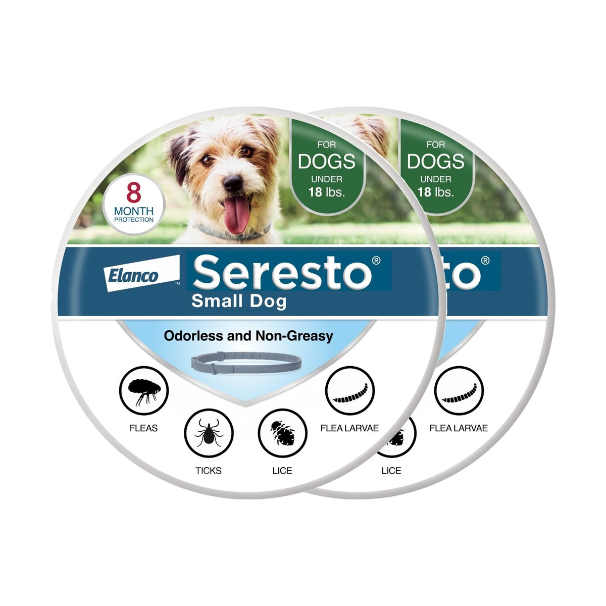 Flea & Tick Collar for Dogs Up to 18 lb - 2 Collars, 16 Month Supply