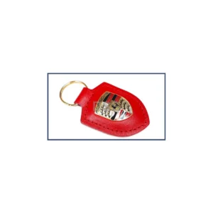 Genuine Leather Crest Key Fob - Red