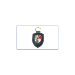 Genuine Leather Crest Key Fob - Black