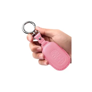 Leather 5-Button Smart Key Fob Cover with Keychain