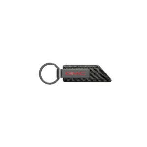 Red Logo Carbon-Fiber Texture Leather Keychain