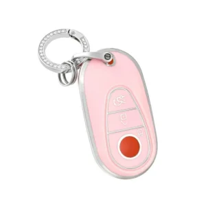 Pink TPU Smart Key Case with Keychain