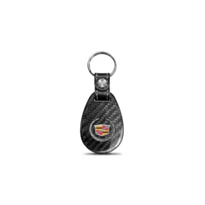 Logo Black Carbon Fiber Large Teardrop Keychain
