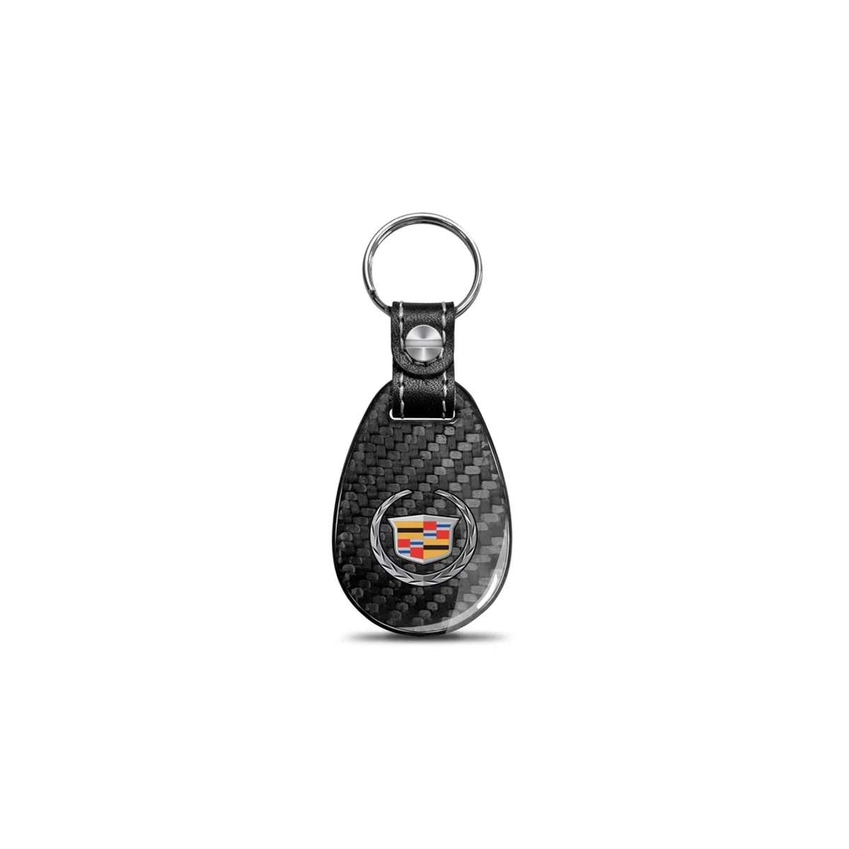 Logo Black Carbon Fiber Large Teardrop Keychain