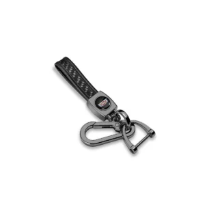 Crest Carbon Fiber Strap Gunmetal Hook Keychain