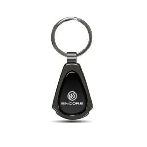 Encore Black Dome Gunmetal Teardrop Keychain