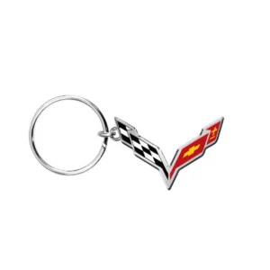 Corvette C7 Logo Shape 3D Die-Cut Metal Keychain Charm