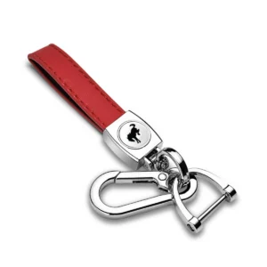 Bronco Red Leather Loop-Strap Keychain