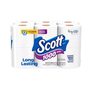 White Toilet Tissue - 1000 Sheets, 12 Rolls