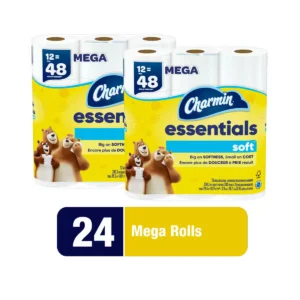 Essentials Soft Toilet Paper - 24 Mega Rolls